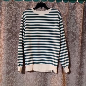 ZARA Green and White Striped Fall Sweater Size 13/14